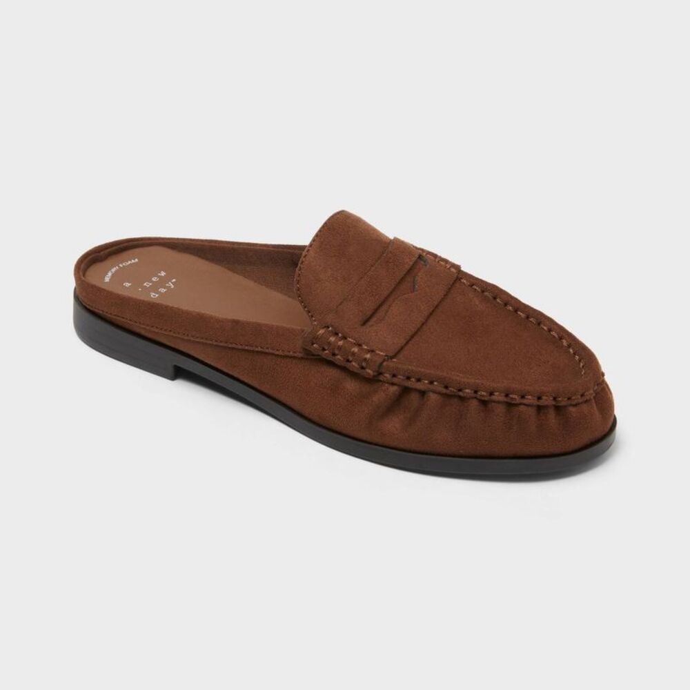 Women's Annalea Loafer Mule Flats - A New Day Brown 7.5